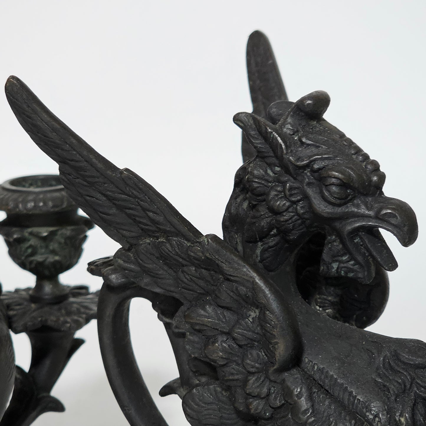 Fine Quality Heavy Bronze Griffin Chambersticks Late 19th/early 20thc - Lee Sherman Antiques