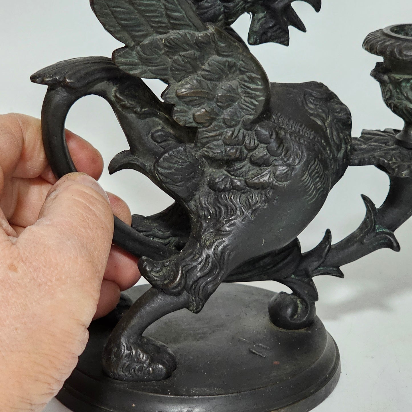 Fine Quality Heavy Bronze Griffin Chambersticks Late 19th/early 20thc - Lee Sherman Antiques