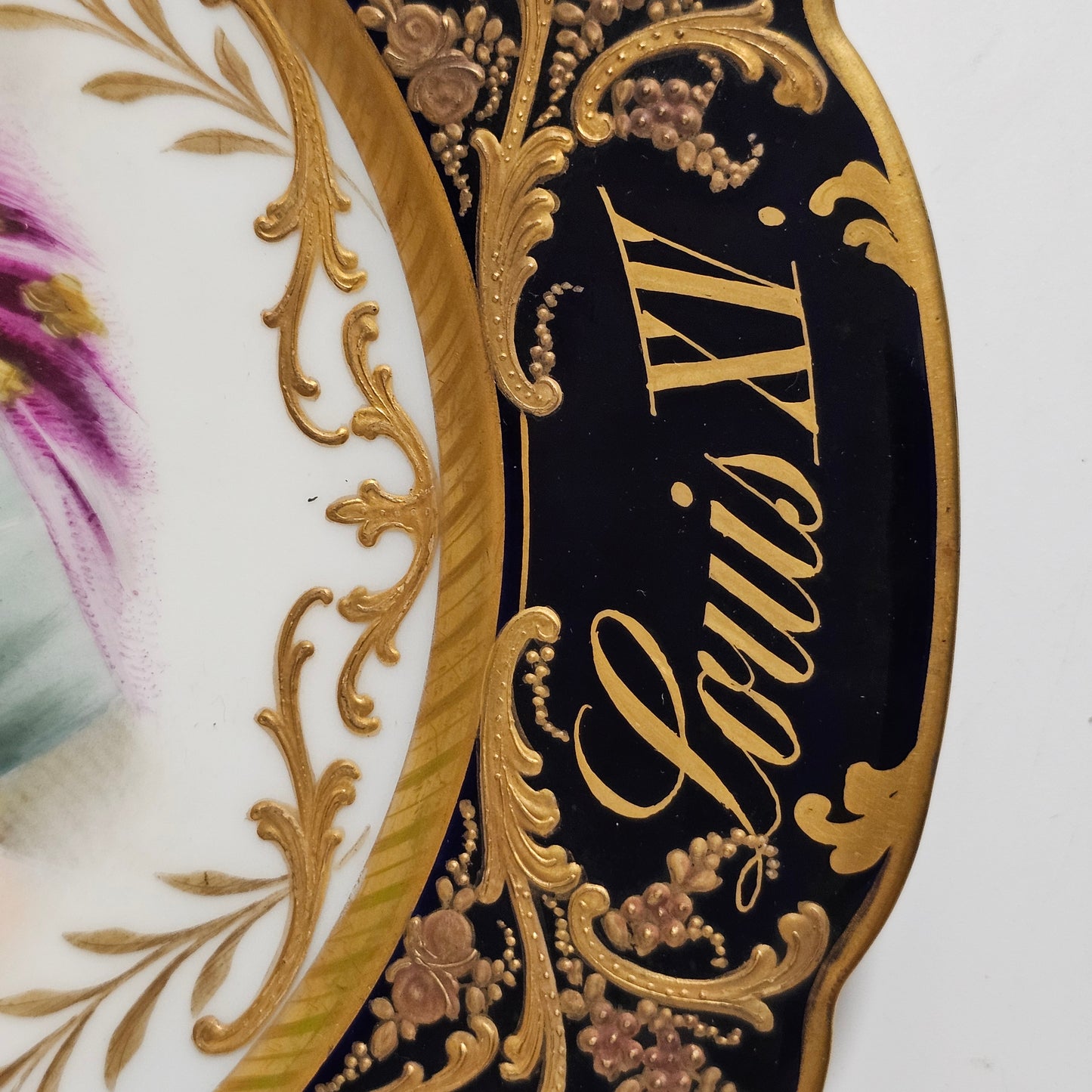 Exceptional Quality Pair Of Sevres Hand Painted French 19th Century Portrait Plates Of Louis XV & Mdme. Lukinska