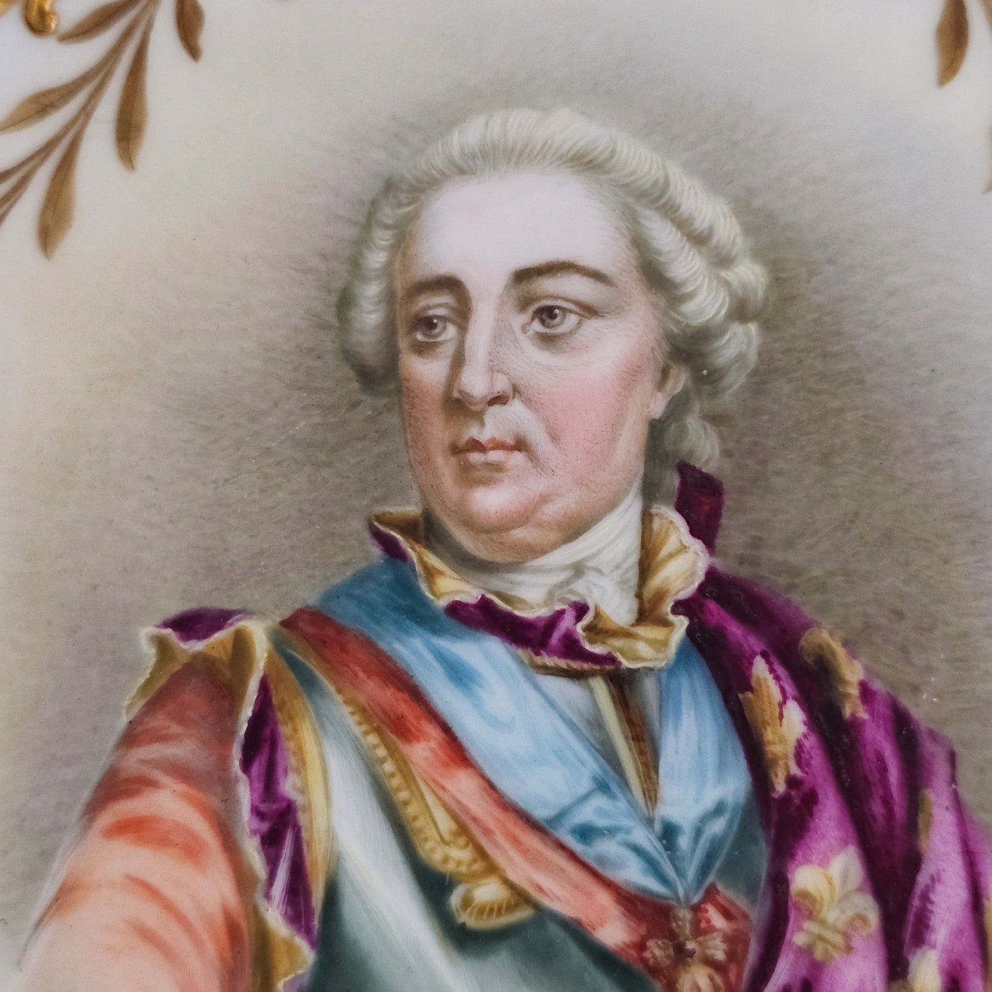 Exceptional Quality Pair Of Sevres Hand Painted French 19th Century Portrait Plates Of Louis XV & Mdme. Lukinska