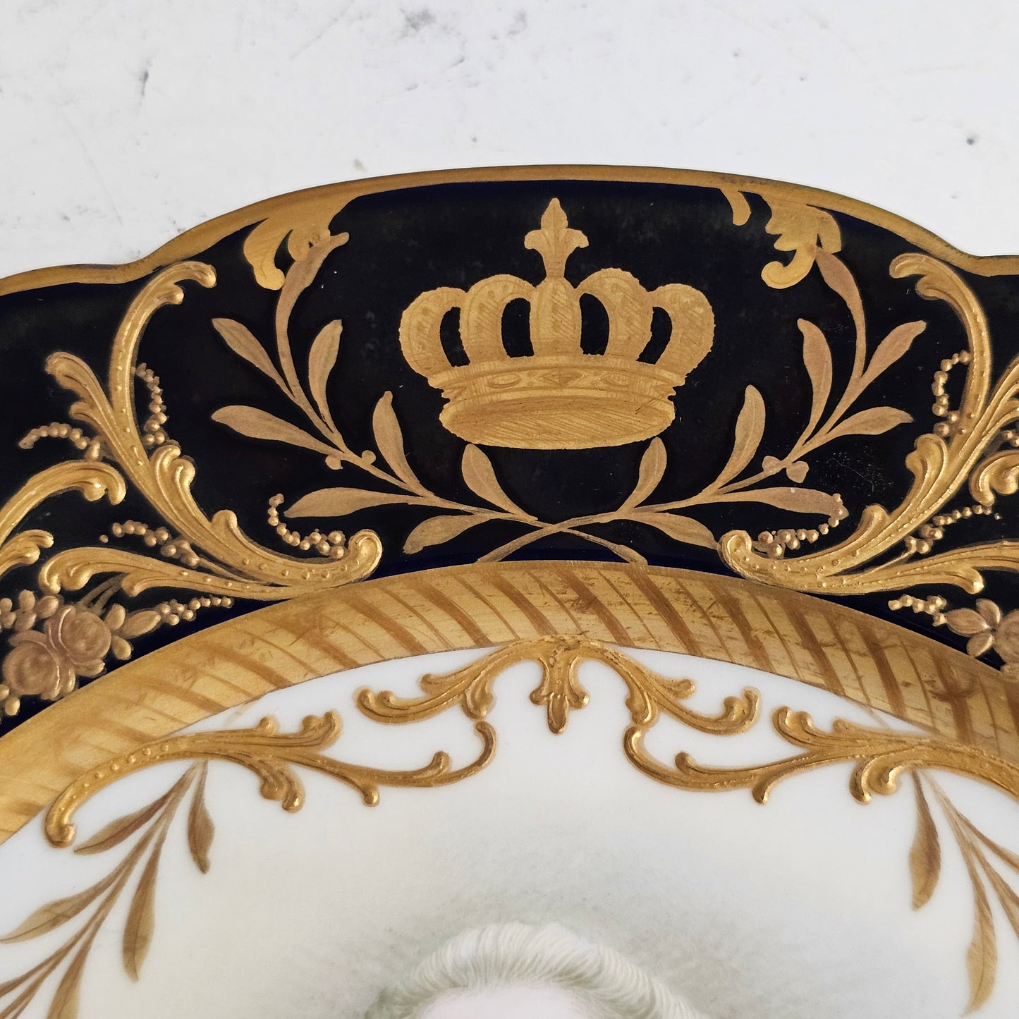 Exceptional Quality Pair Of Sevres Hand Painted French 19th Century Portrait Plates Of Louis XV & Mdme. Lukinska