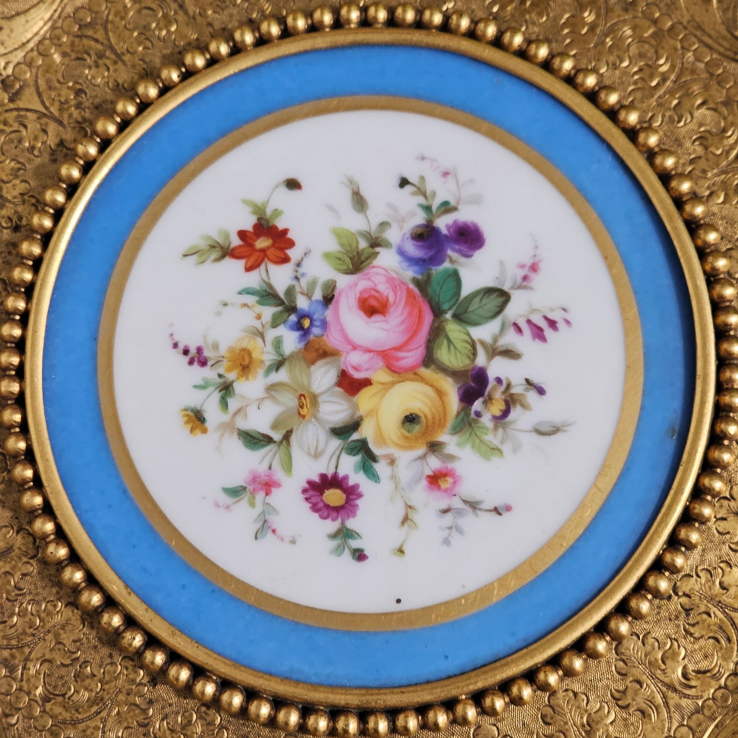 Striking 19thc Sevres Mounted Gilt Brass Dish Surrounded by Antique Cameos - Lee Sherman Antiques