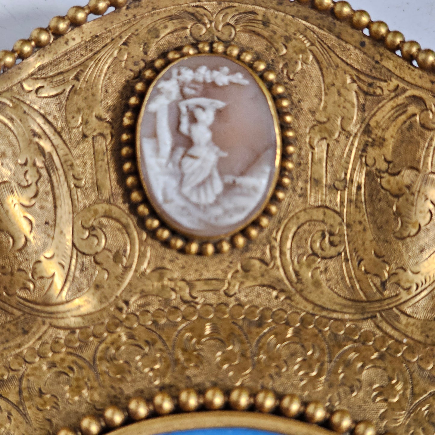 Striking 19thc Sevres Mounted Gilt Brass Dish Surrounded by Antique Cameos - Lee Sherman Antiques