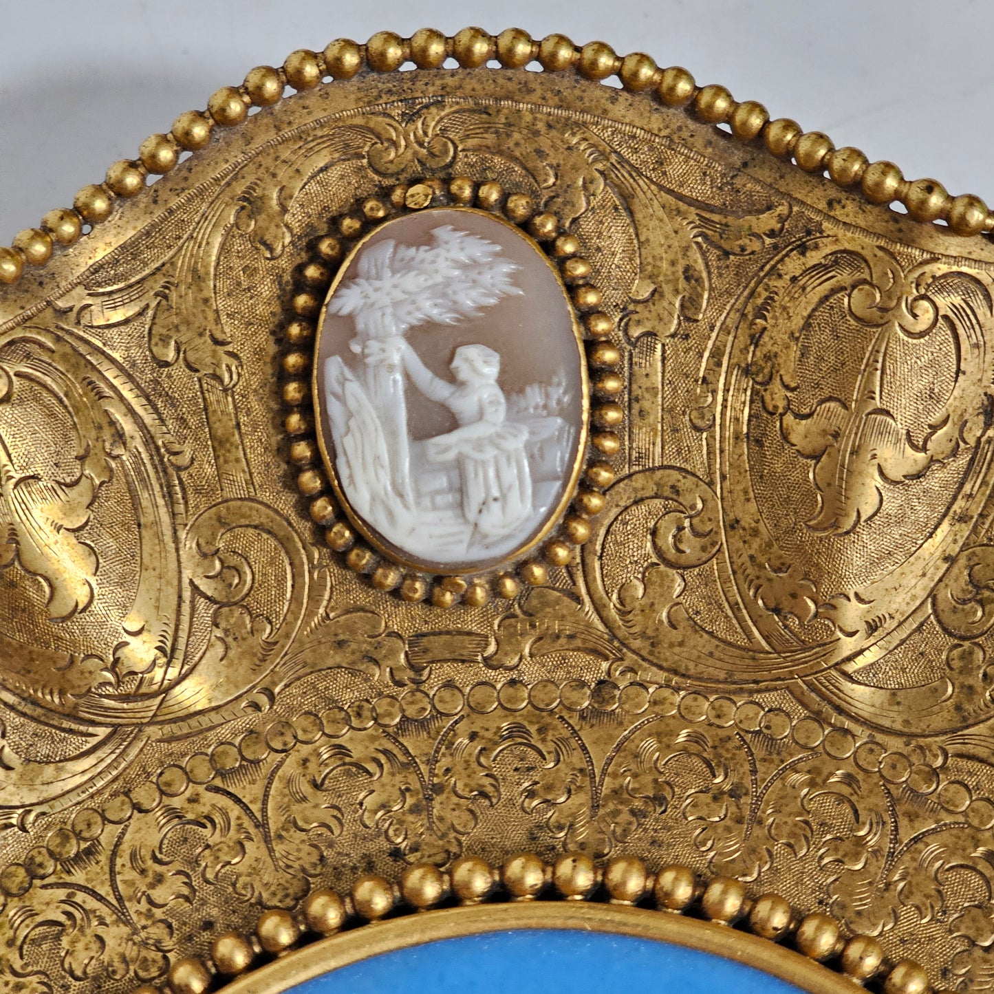 Striking 19thc Sevres Mounted Gilt Brass Dish Surrounded by Antique Cameos - Lee Sherman Antiques