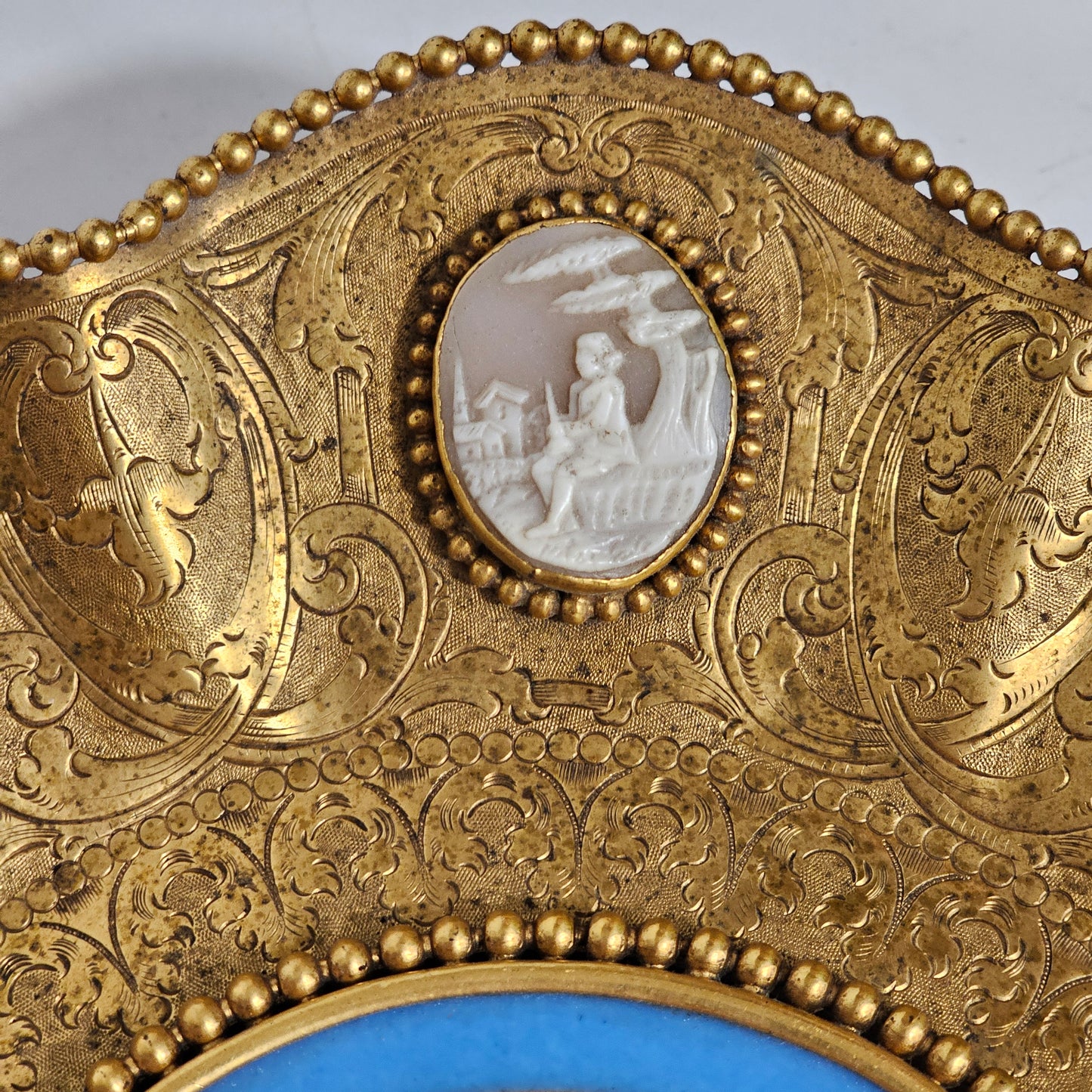 Striking 19thc Sevres Mounted Gilt Brass Dish Surrounded by Antique Cameos - Lee Sherman Antiques