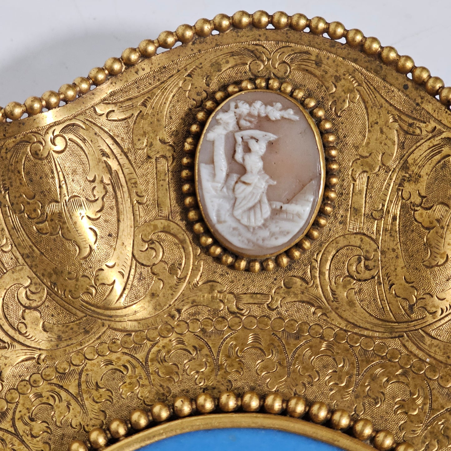 Striking 19thc Sevres Mounted Gilt Brass Dish Surrounded by Antique Cameos - Lee Sherman Antiques