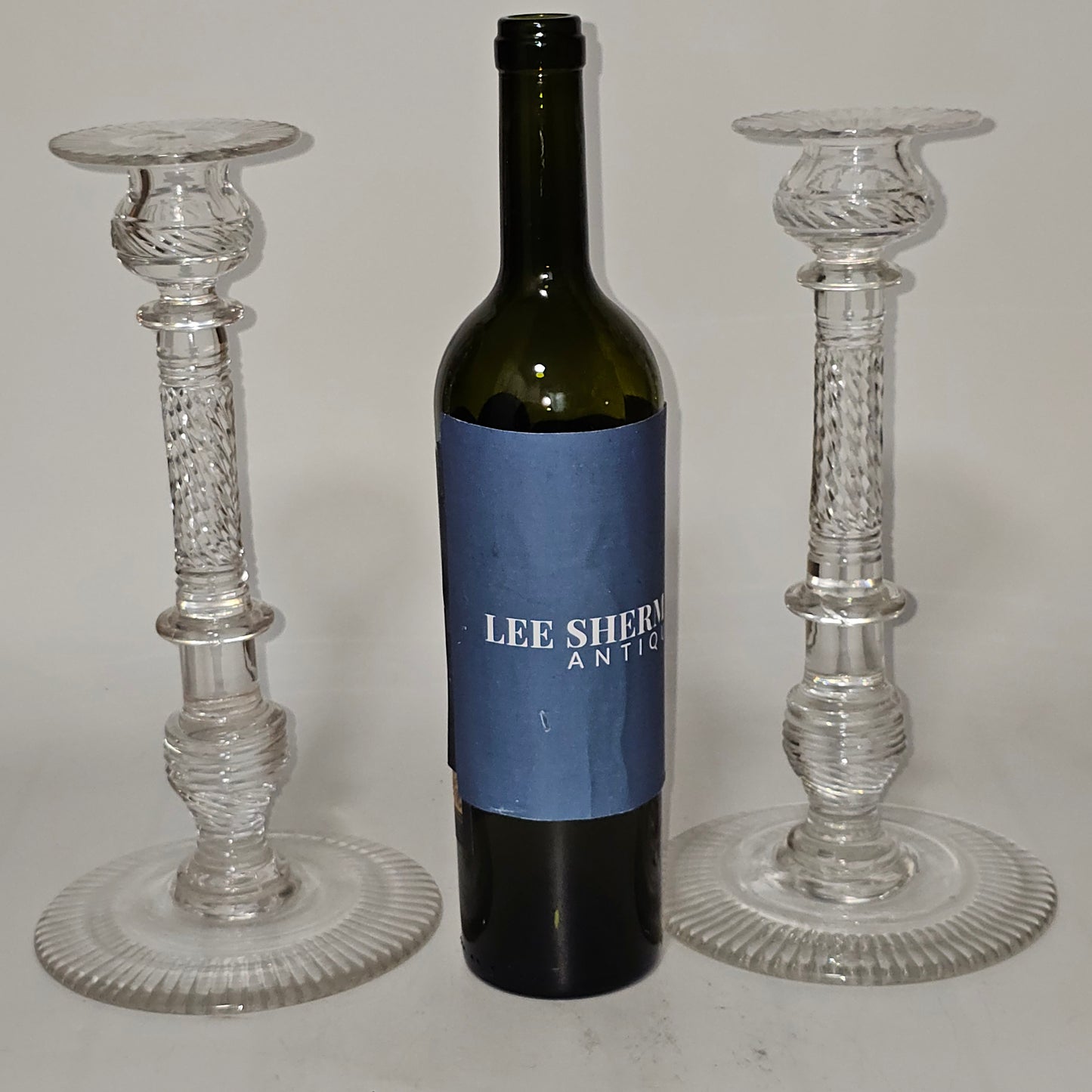 Superb Large Pair Of Victorian Cut Crystal Glass Candlesticks - Lee Sherman Antiques
