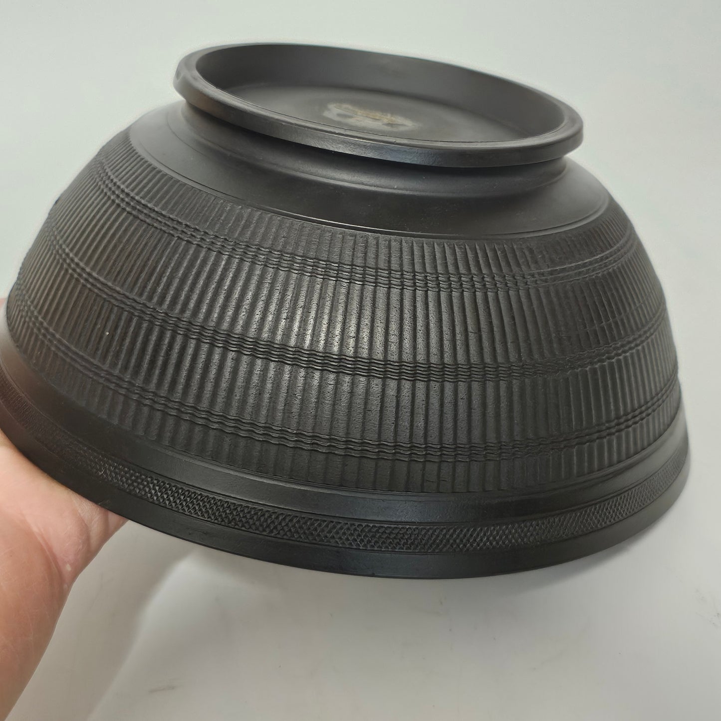 Engine Turned 18th-century/early 19th-century Black Basalt Large Bowl