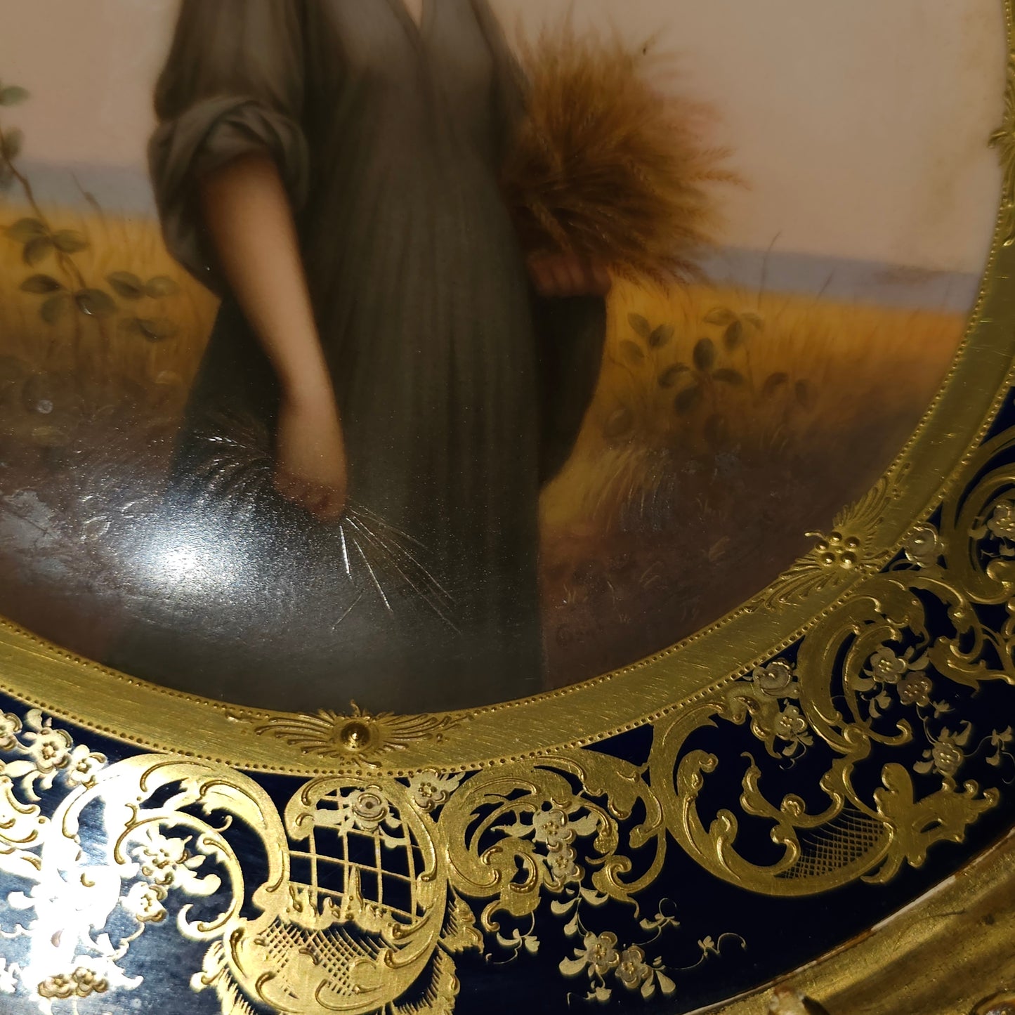 Fabulous 19th Century Vienna Signed Porcelain Plate “Ruth” in a Magnificent 54cm Florentine Frame