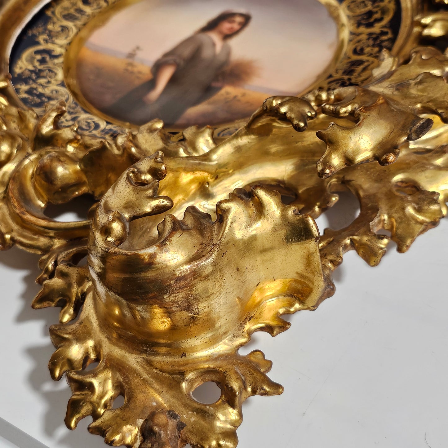Fabulous 19th Century Vienna Signed Porcelain Plate “Ruth” in a Magnificent 54cm Florentine Frame