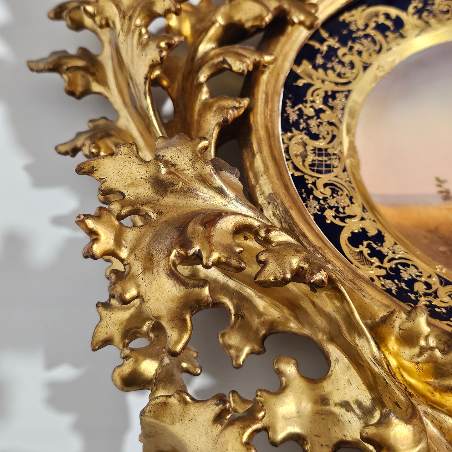 Fabulous 19th Century Vienna Signed Porcelain Plate “Ruth” in a Magnificent 54cm Florentine Frame