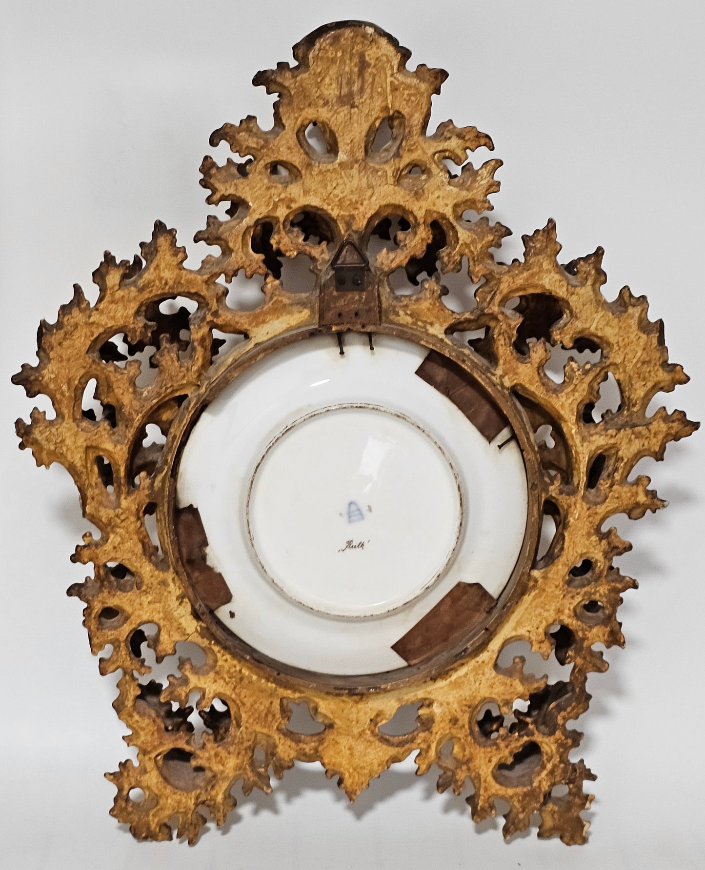 Fabulous 19th Century Vienna Signed Porcelain Plate “Ruth” in a Magnificent 54cm Florentine Frame