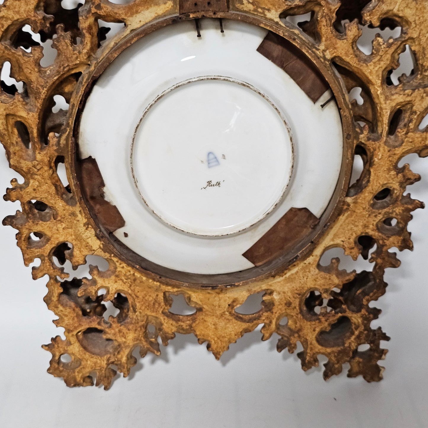 Fabulous 19th Century Vienna Signed Porcelain Plate “Ruth” in a Magnificent 54cm Florentine Frame