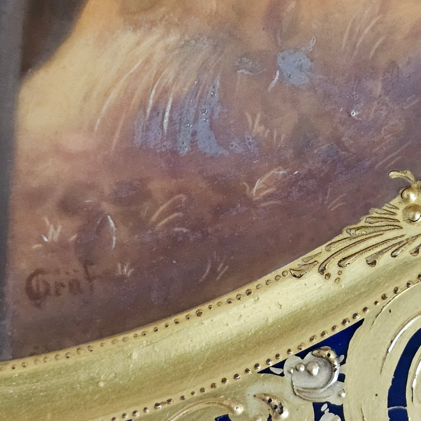Fabulous 19th Century Vienna Signed Porcelain Plate “Ruth” in a Magnificent 54cm Florentine Frame
