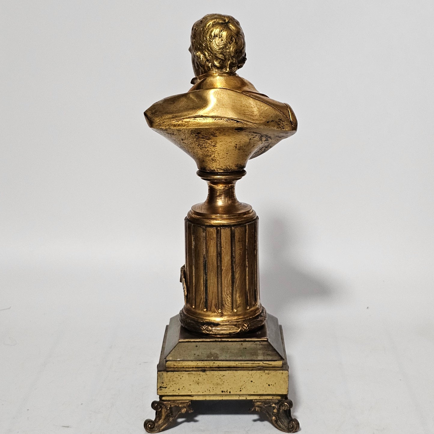 Fine 19thc 34cm Gilt Bronze Bust of Sir Walter Scott on Fluted Bronze Column