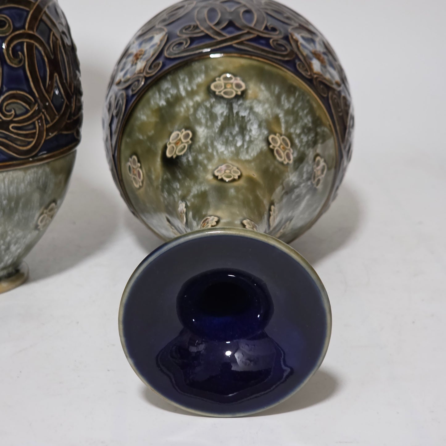 A Large Pair Of Royal Doulton Stoneware Art Nouveau Vases No.6114 by MB c.1905