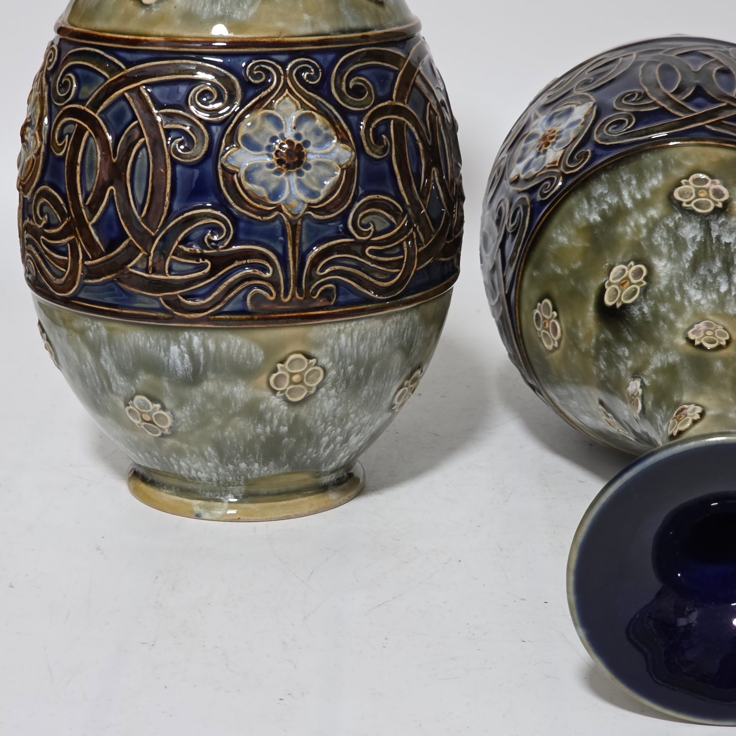 A Large Pair Of Royal Doulton Stoneware Art Nouveau Vases No.6114 by MB c.1905