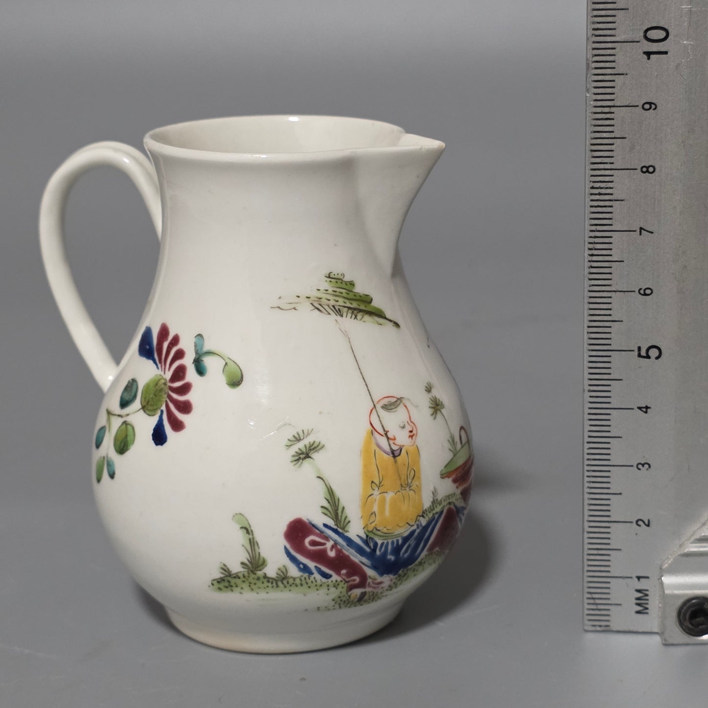 A Worcester Sparrow Beak Cream Jug, 18th Century, Baluster Form With Grooved Loop Handle