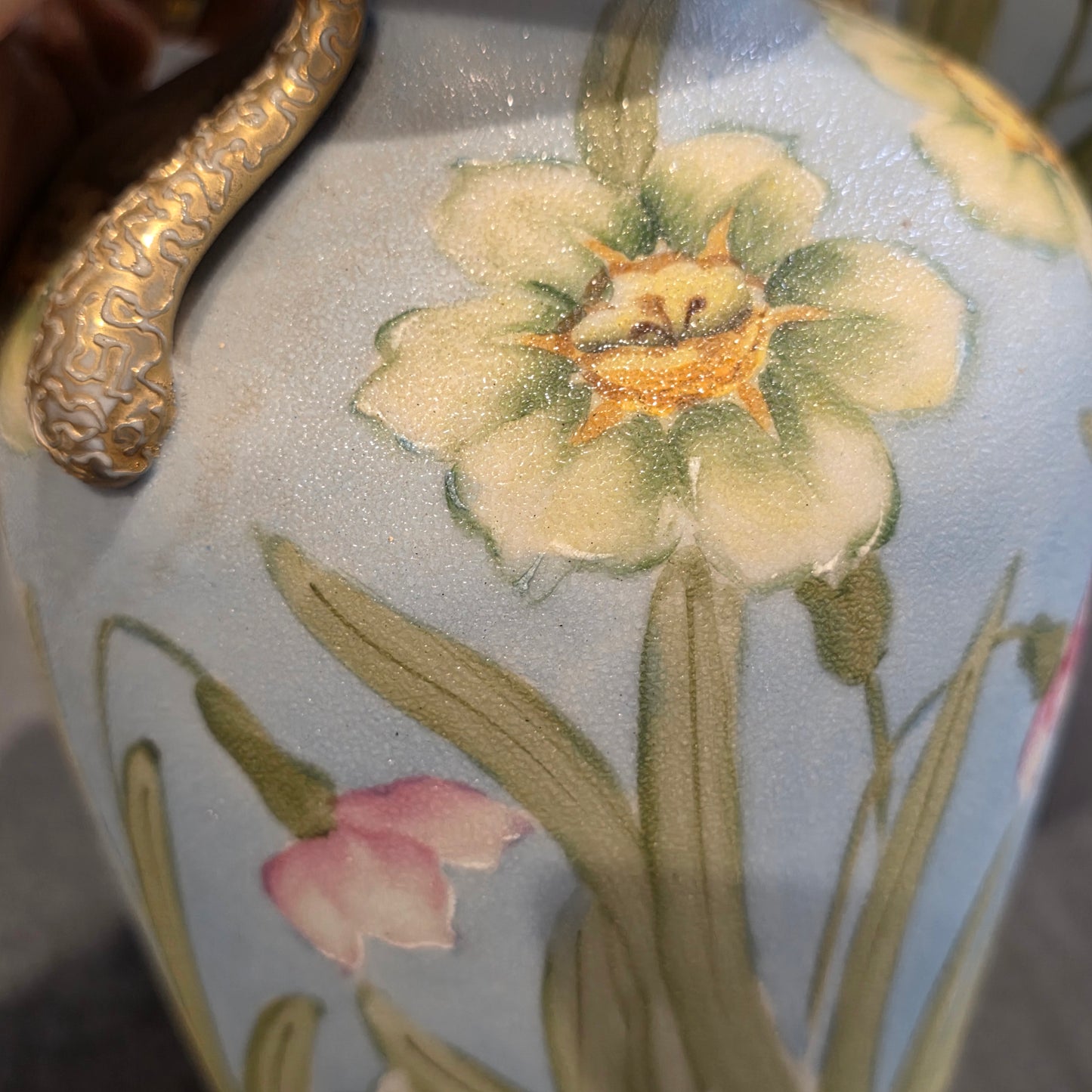Stunning Art Nouveau Japanese Nippon/kinjo Floral Vases 32.5cm