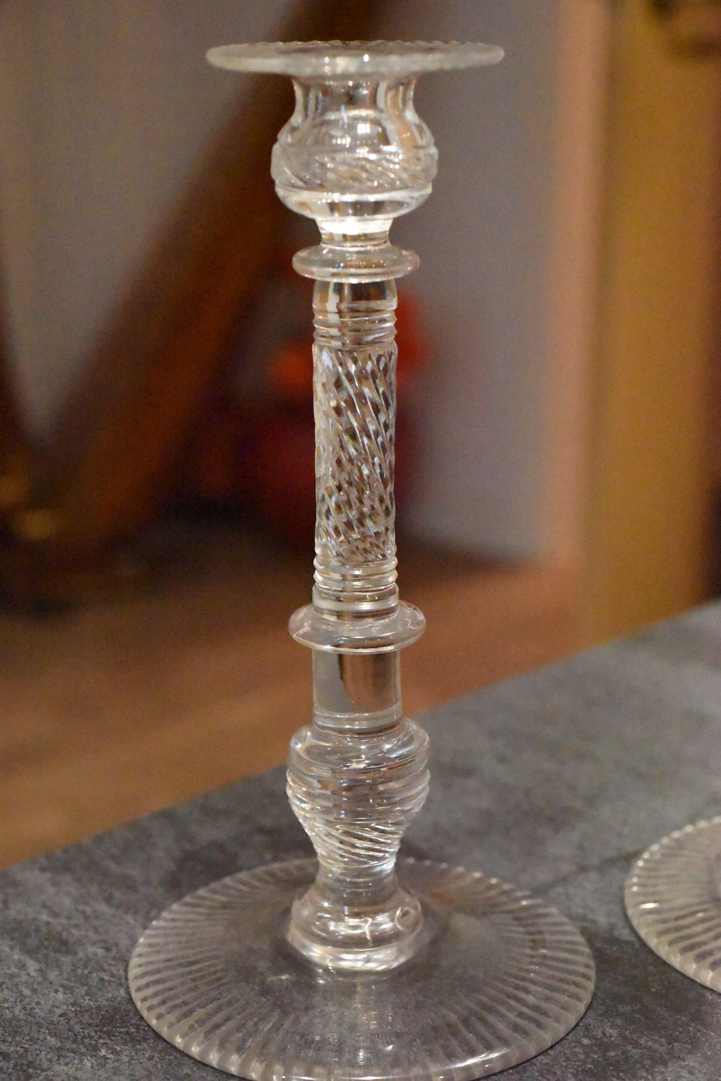 Superb Large Pair Of Victorian Cut Crystal Glass Candlesticks - Lee Sherman Antiques
