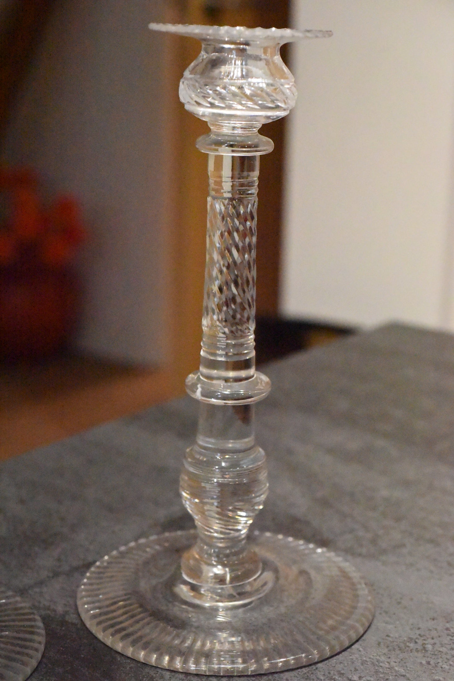Superb Large Pair Of Victorian Cut Crystal Glass Candlesticks - Lee Sherman Antiques