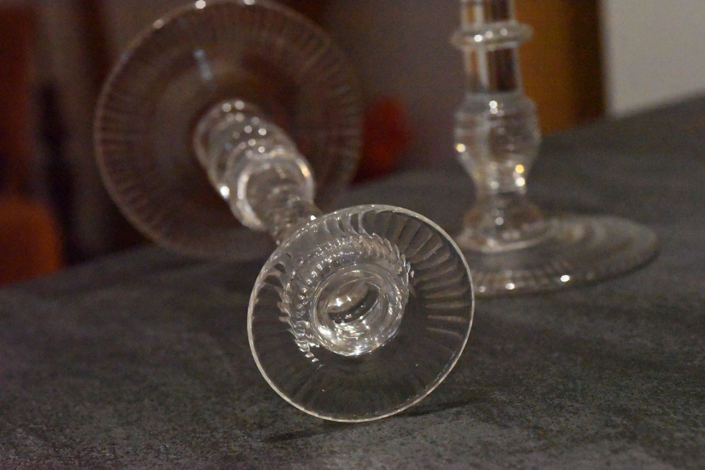 Superb Large Pair Of Victorian Cut Crystal Glass Candlesticks - Lee Sherman Antiques