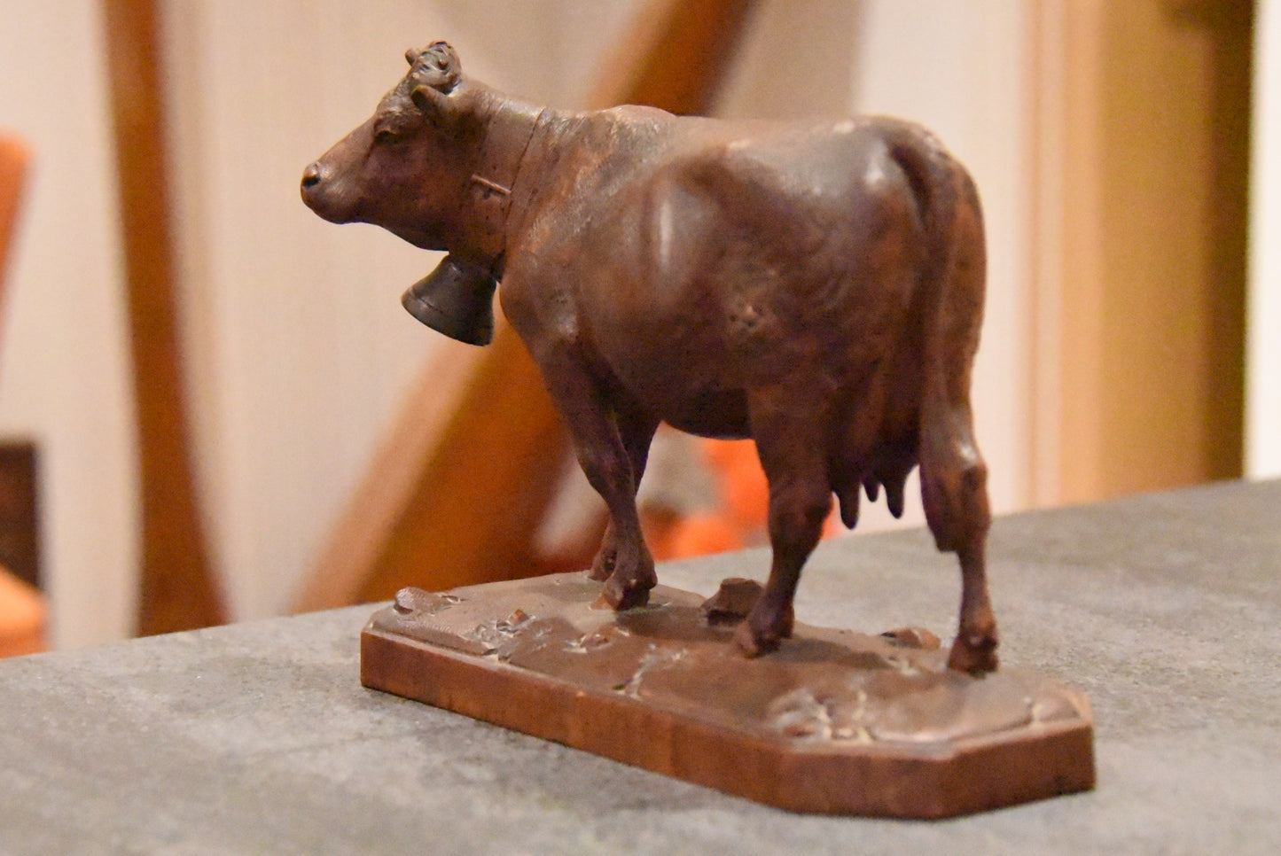 Stunning Antique Brienz Ed.Binder & Cie Carved Wooden Cow