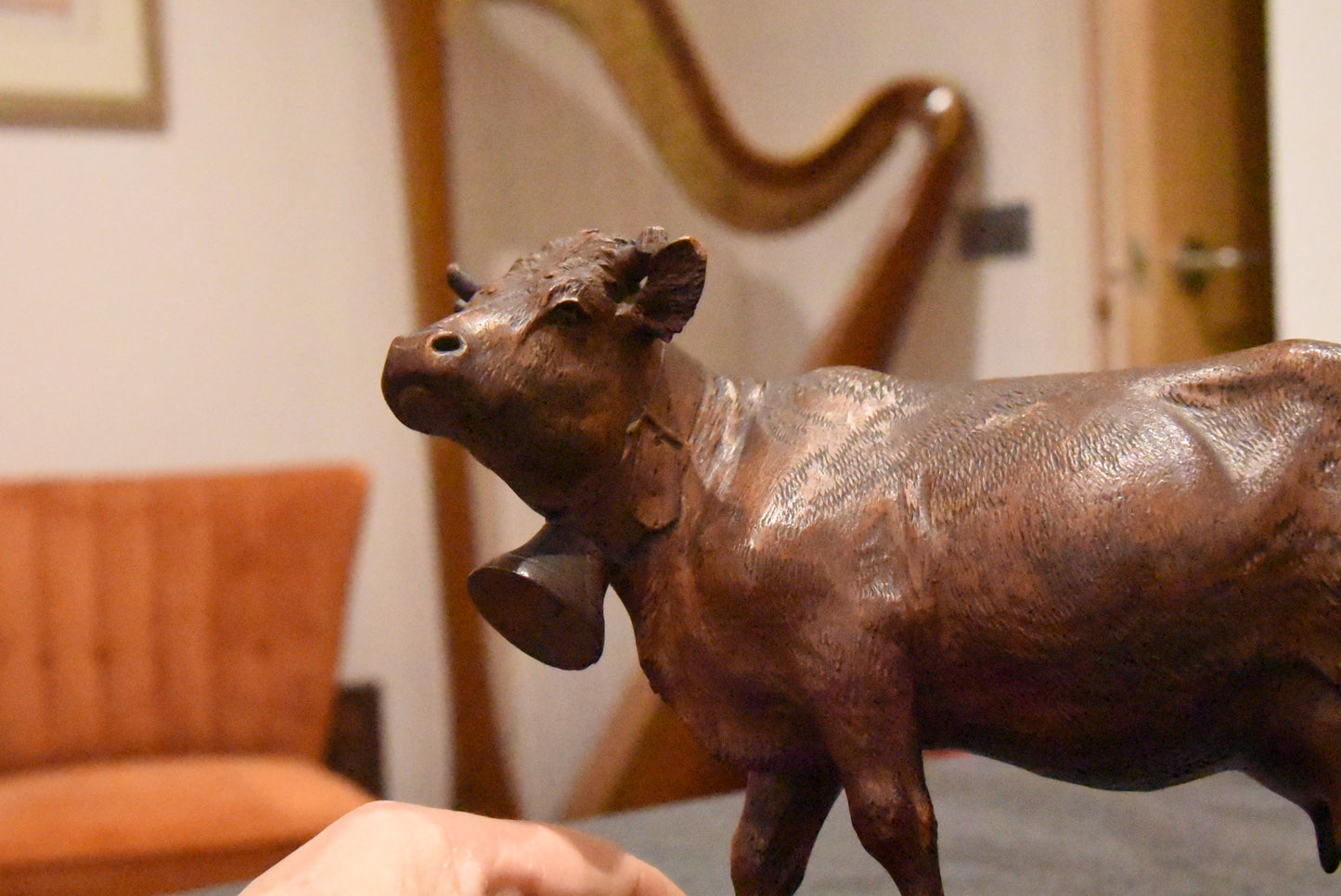 Stunning Antique Brienz Ed.Binder & Cie Carved Wooden Cow