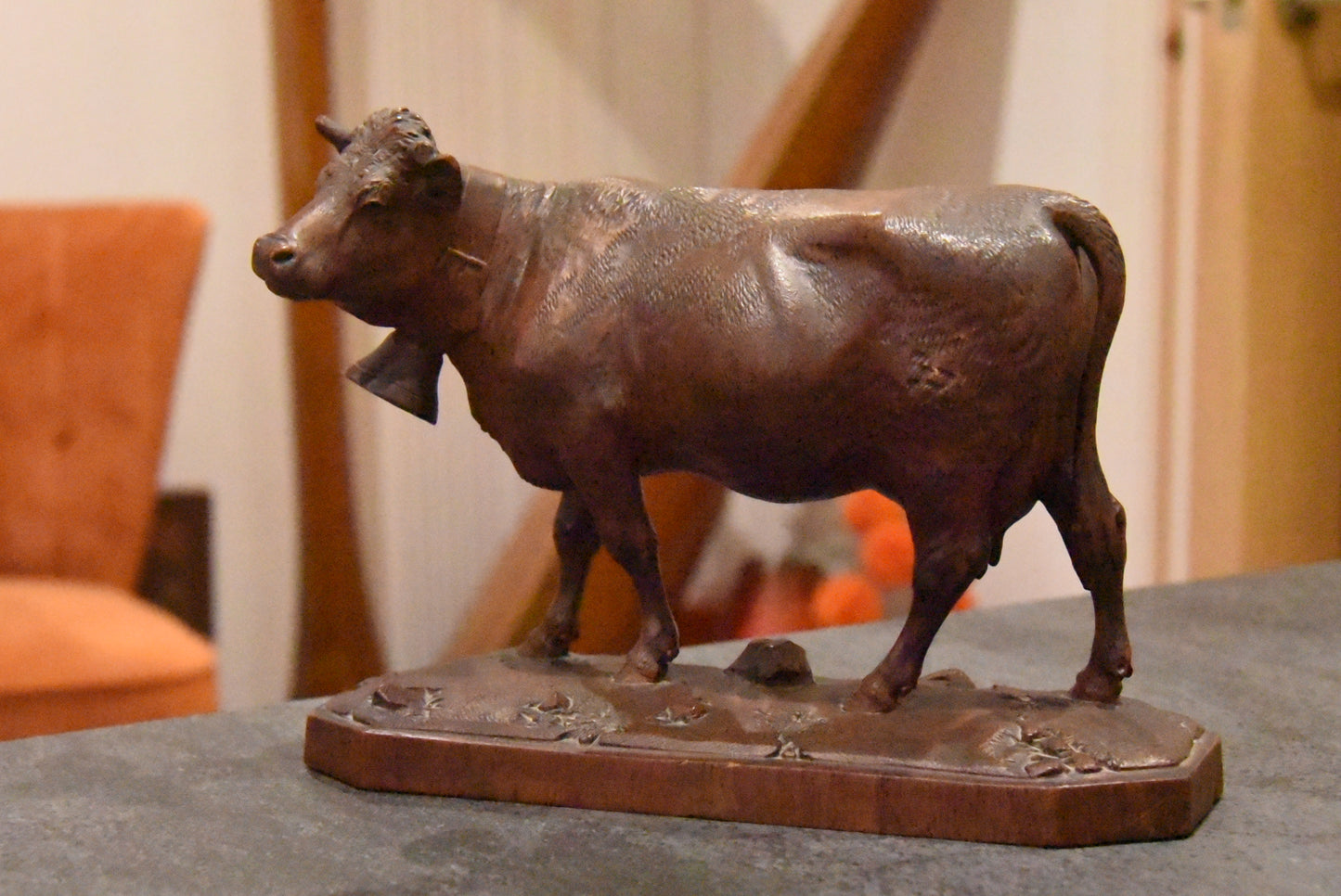 Stunning Antique Brienz Ed.Binder & Cie Carved Wooden Cow