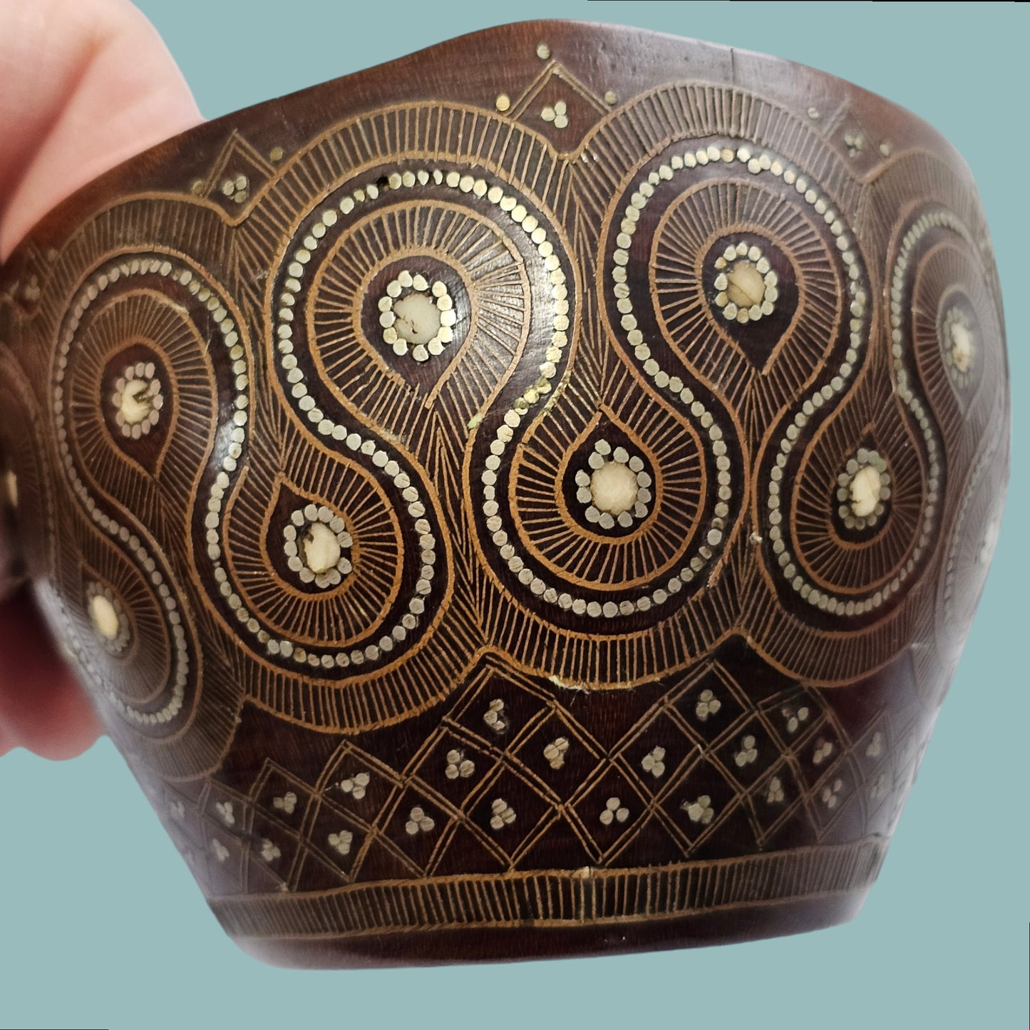A Russian Wood Kovsh With Silver Inlay, circa 1900, Possibly Talashkino