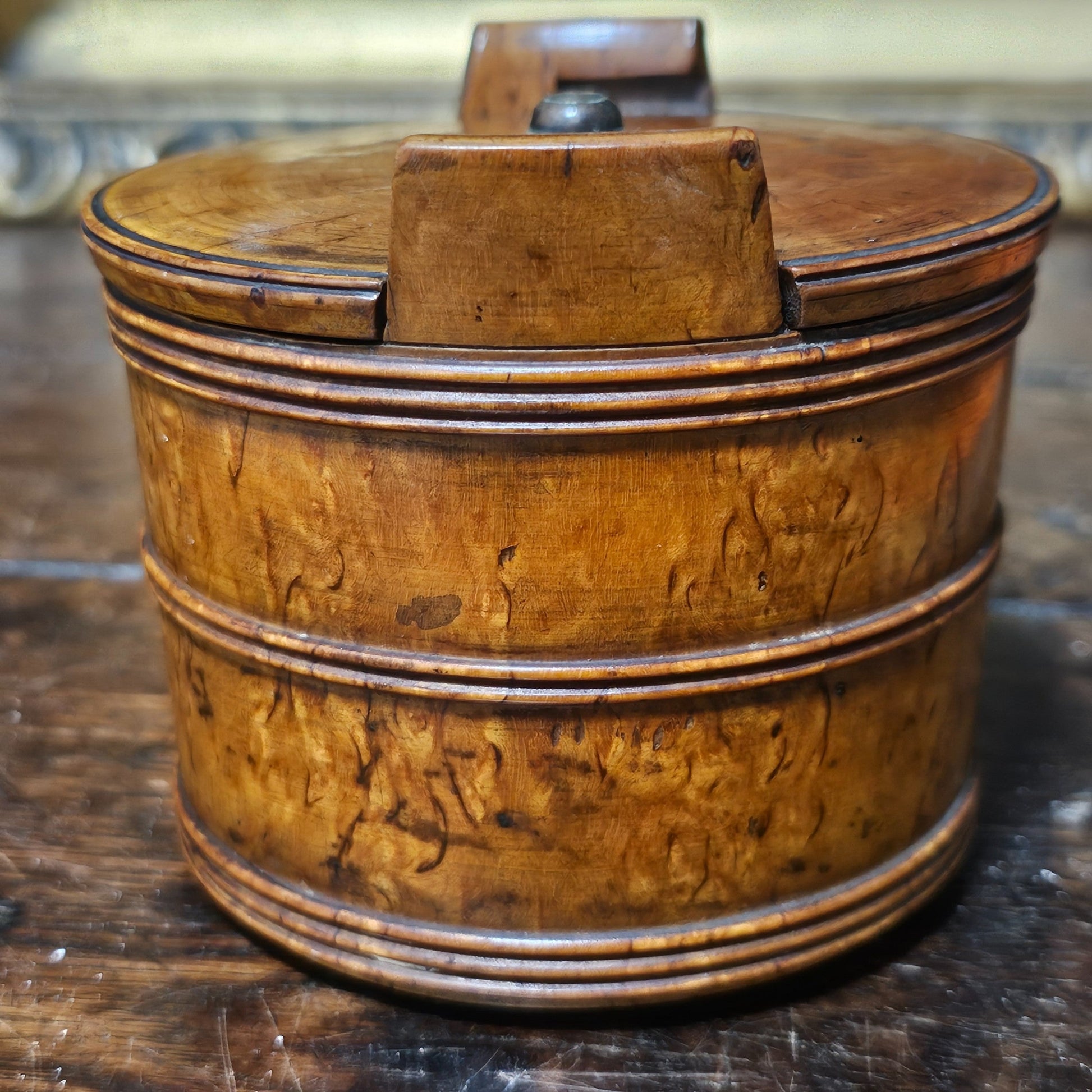 Scandinavian 19thc Turned Maser Birch Butter Tub - Lee Sherman Antiques