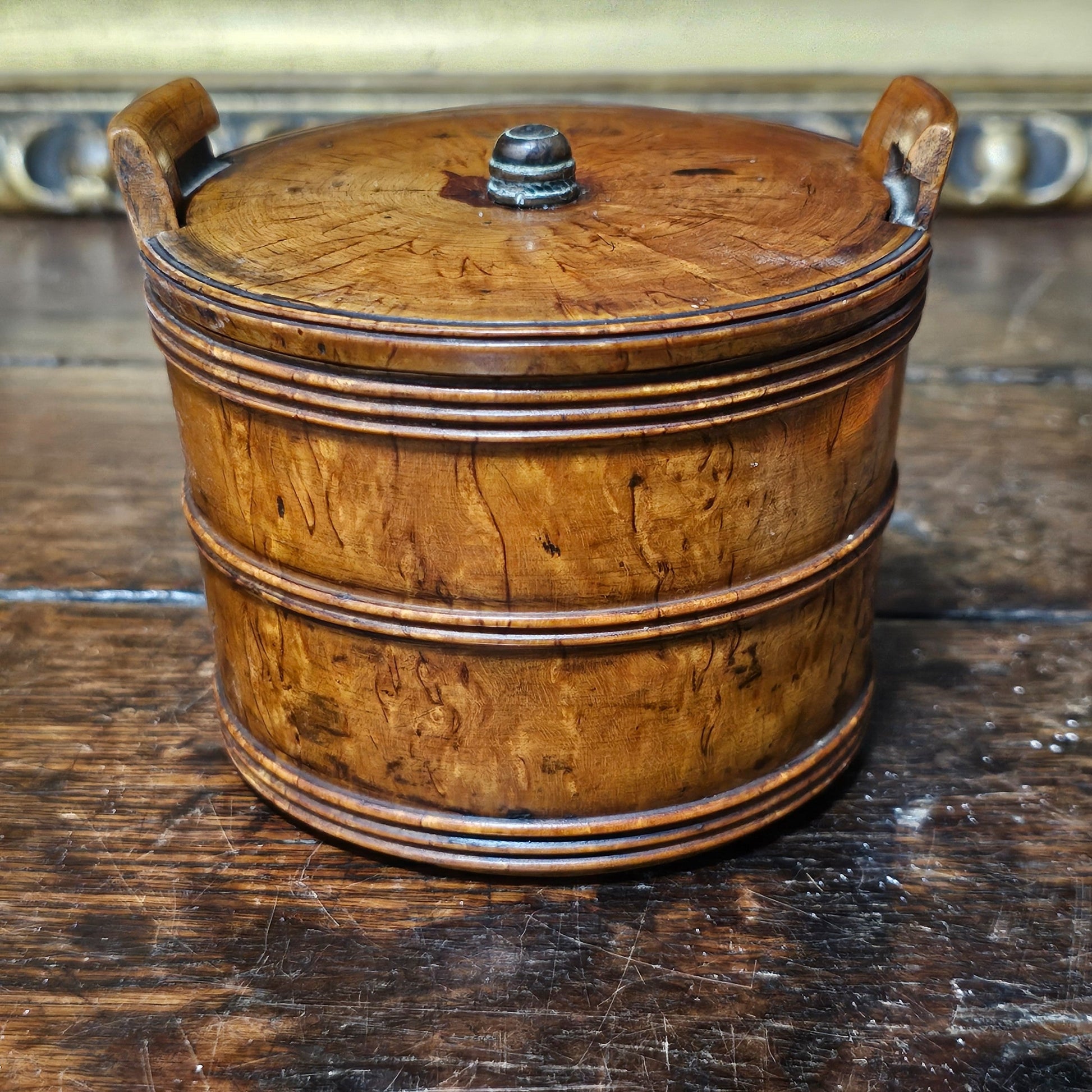 Scandinavian 19thc Turned Maser Birch Butter Tub - Lee Sherman Antiques