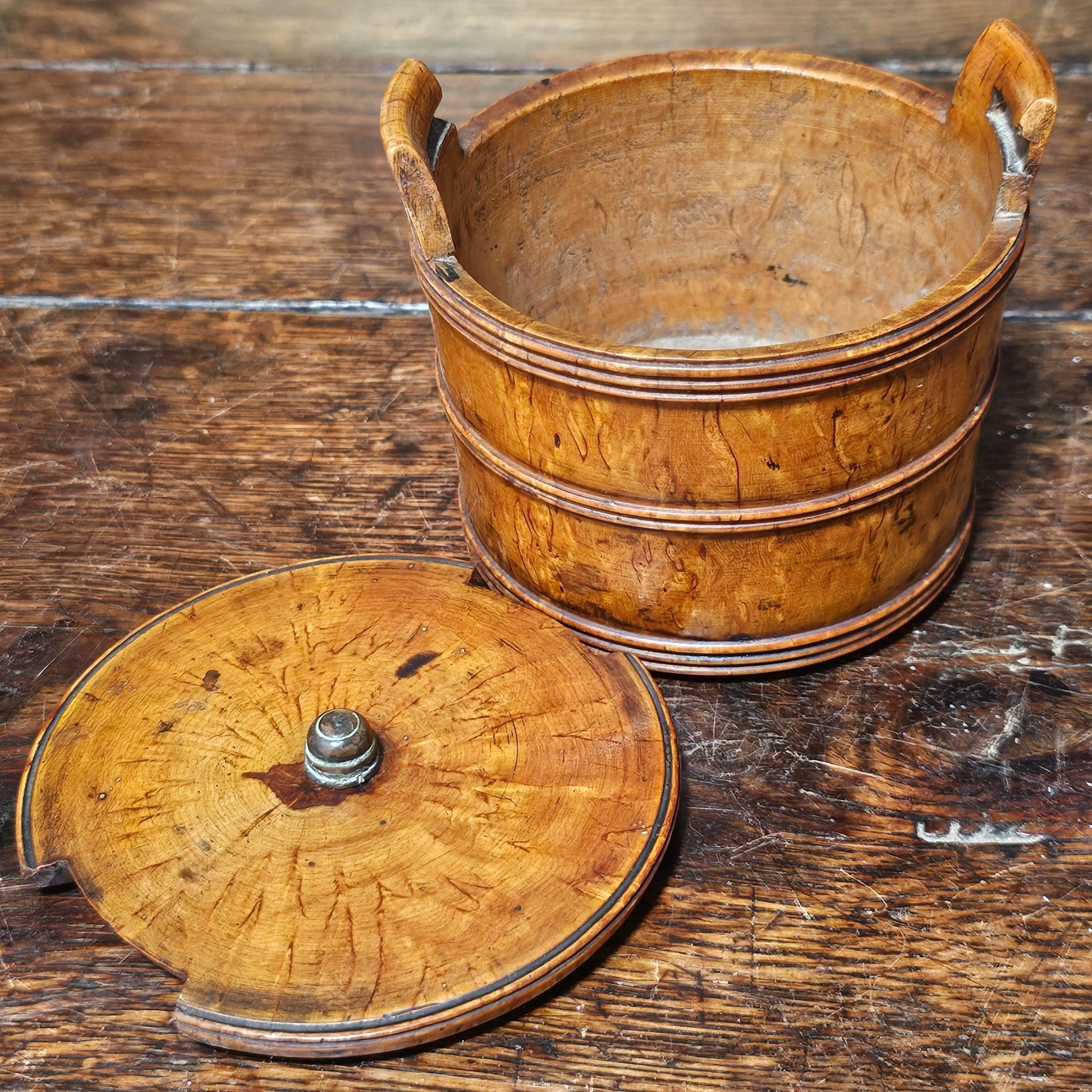 Scandinavian 19thc Turned Maser Birch Butter Tub - Lee Sherman Antiques