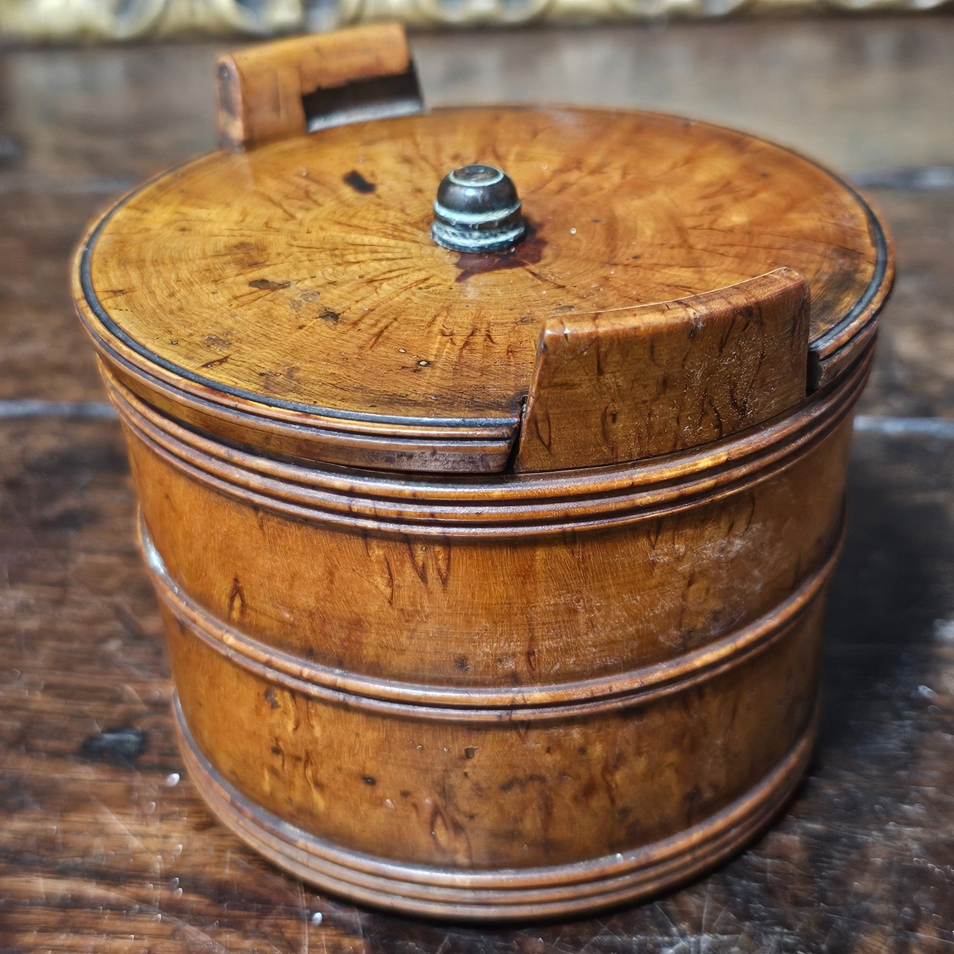 Scandinavian 19thc Turned Maser Birch Butter Tub - Lee Sherman Antiques