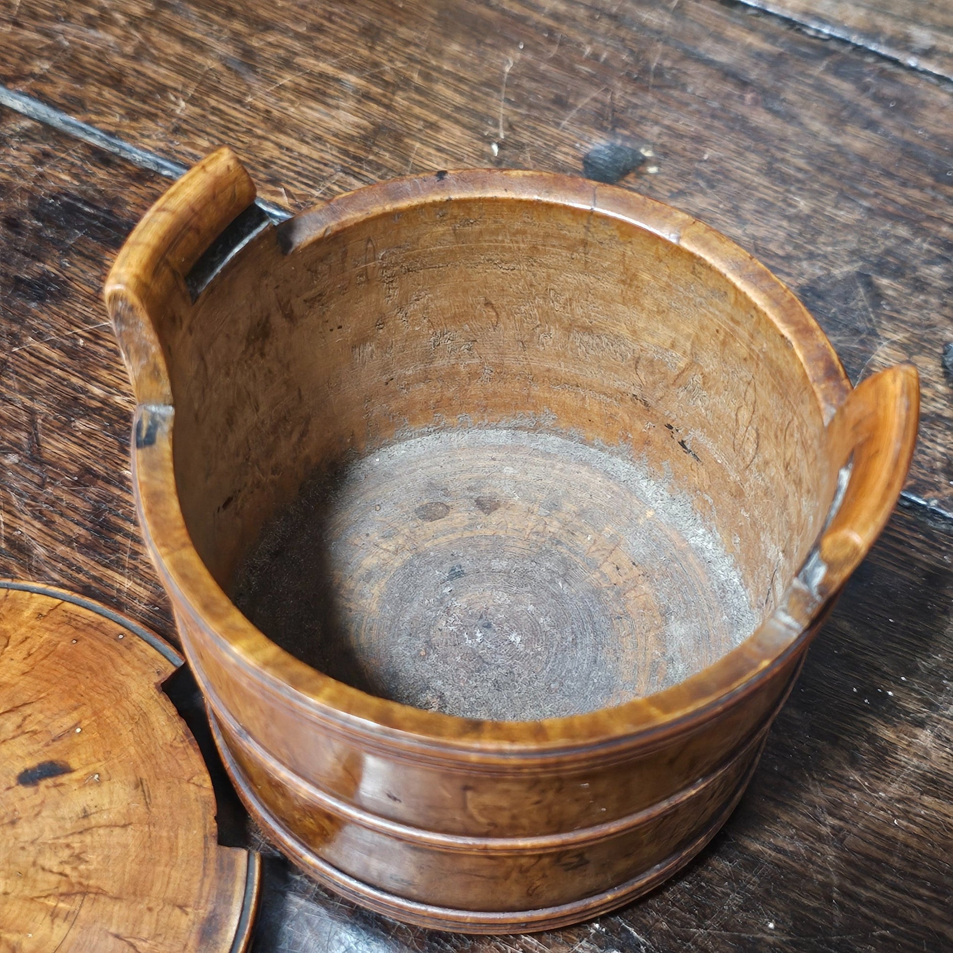 Scandinavian 19thc Turned Maser Birch Butter Tub - Lee Sherman Antiques