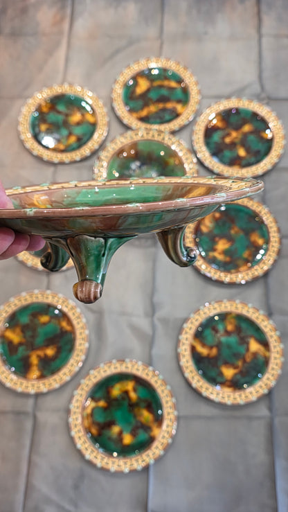 Exceptional 19thc Wedgwood Majolica 10 X Piece Dessert Service