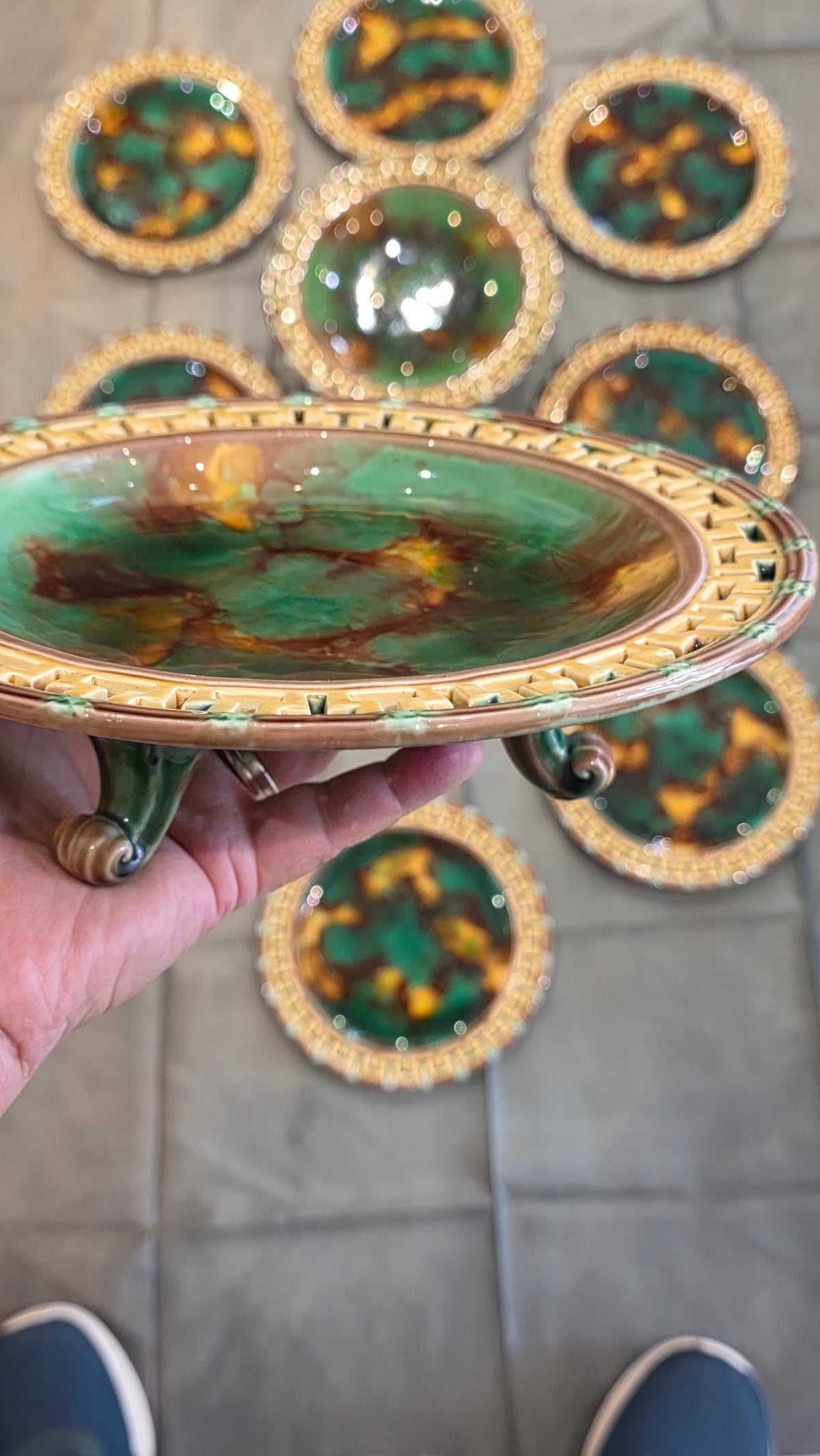Exceptional 19thc Wedgwood Majolica 10 X Piece Dessert Service