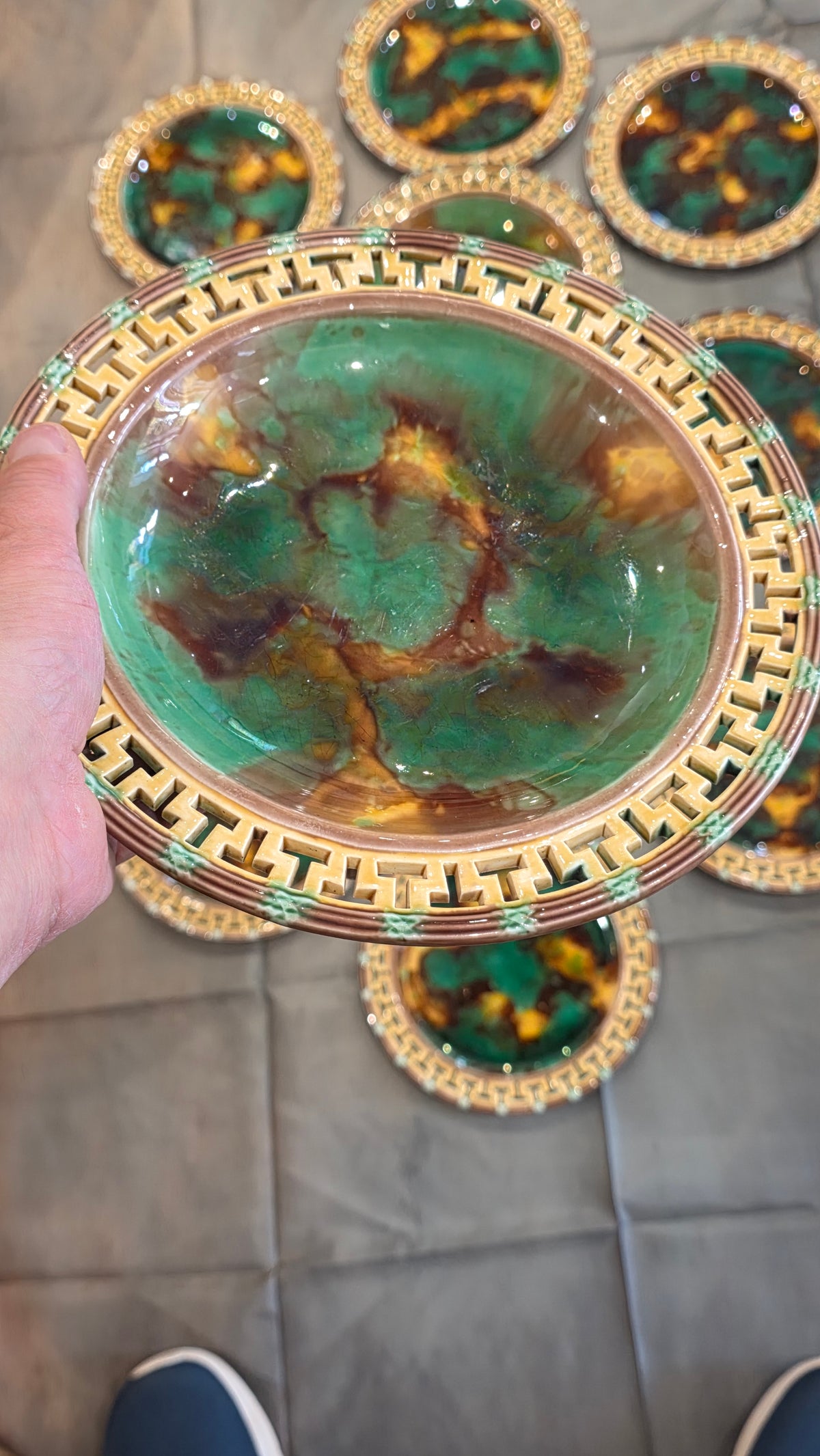 Exceptional 19thc Wedgwood Majolica 10 X Piece Dessert Service