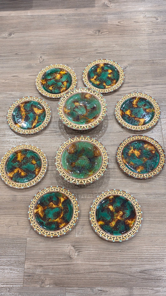 Exceptional 19thc Wedgwood Majolica 10 X Piece Dessert Service