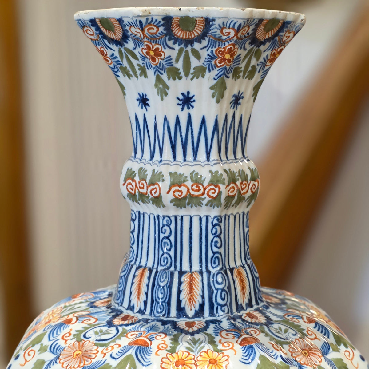 Large 19thc Delft Vase 46cm 19th century