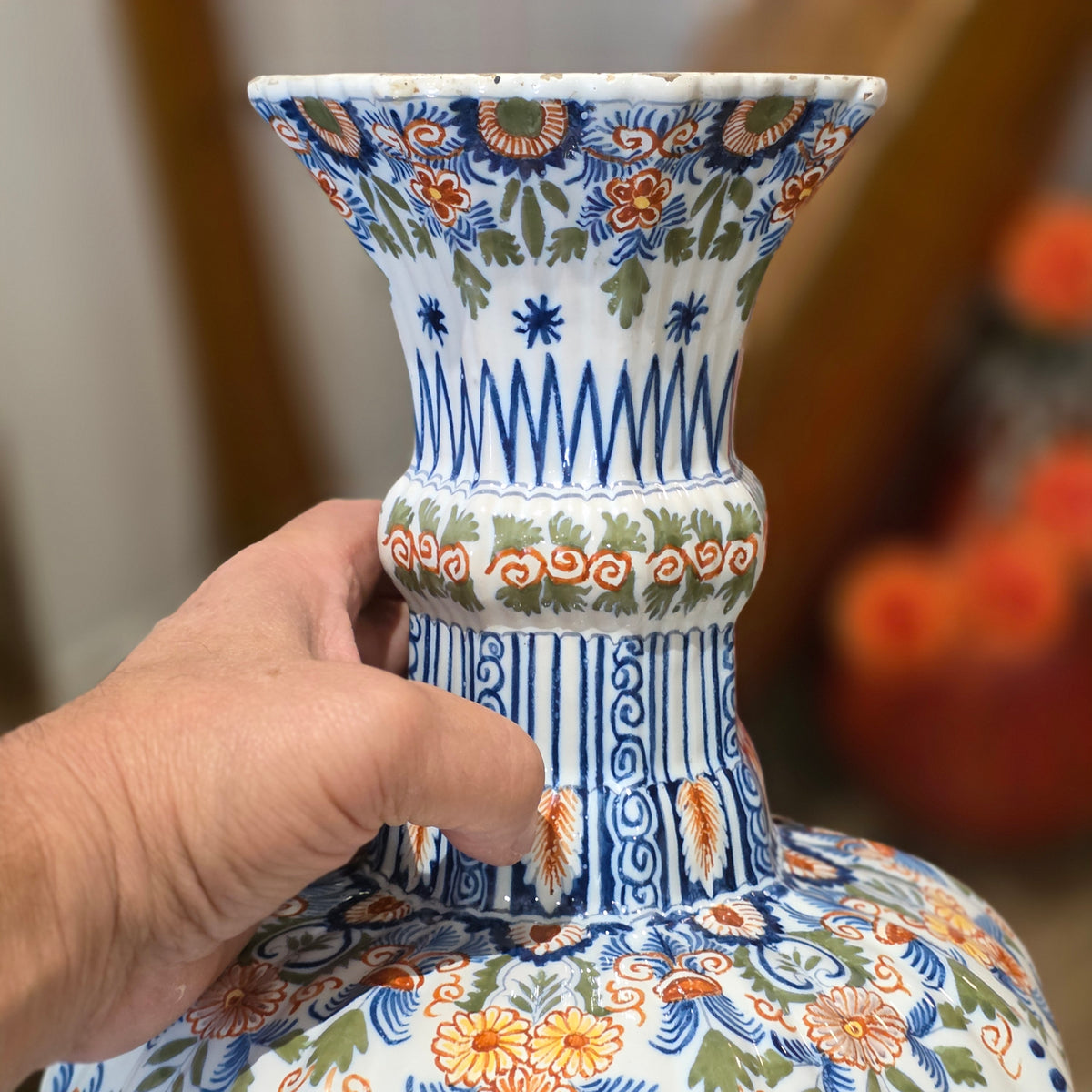 Large 19thc Delft Vase 46cm 19th century
