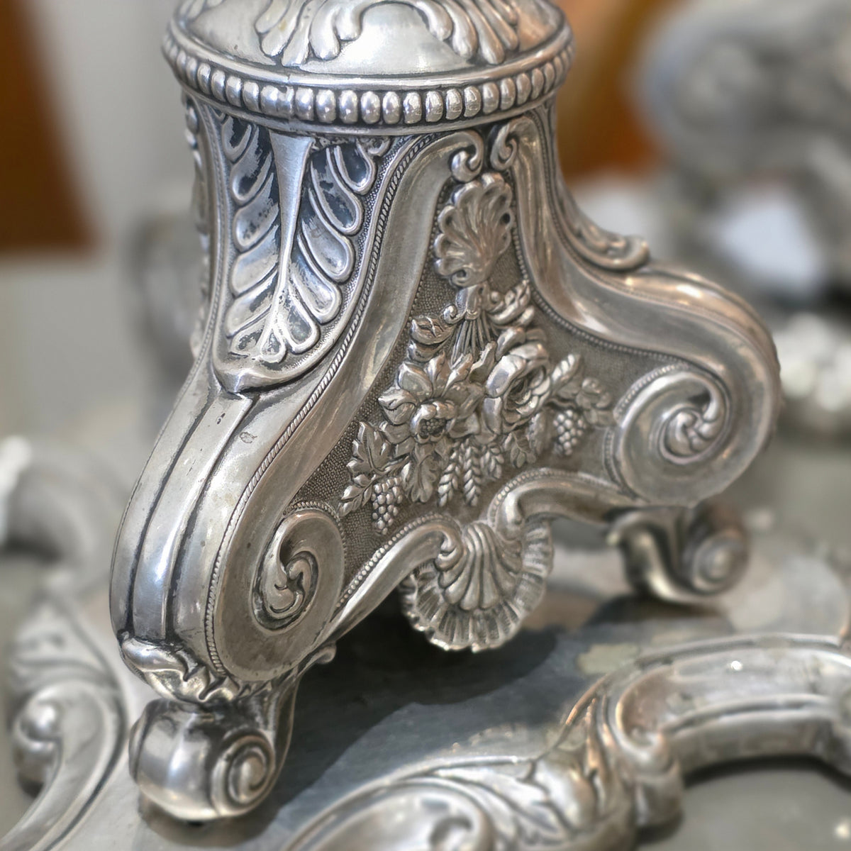 Rare Set of 4 X Fine German Silver Candlesticks 'Conrad Eduard Mappe' C1830 30cm