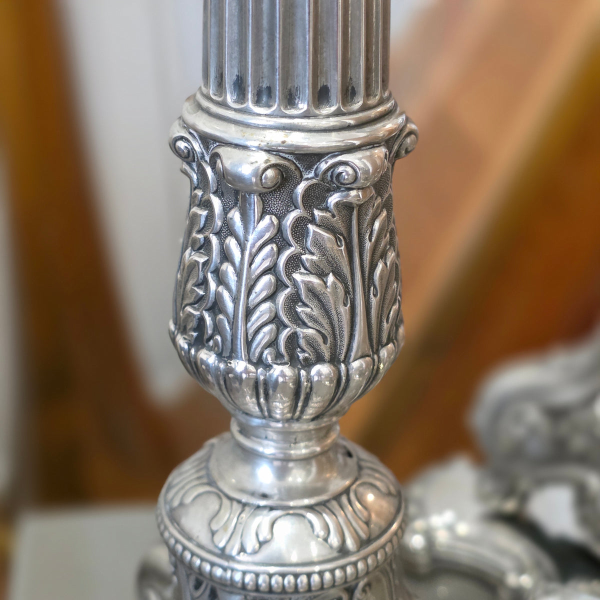 Rare Set of 4 X Fine German Silver Candlesticks 'Conrad Eduard Mappe' C1830 30cm