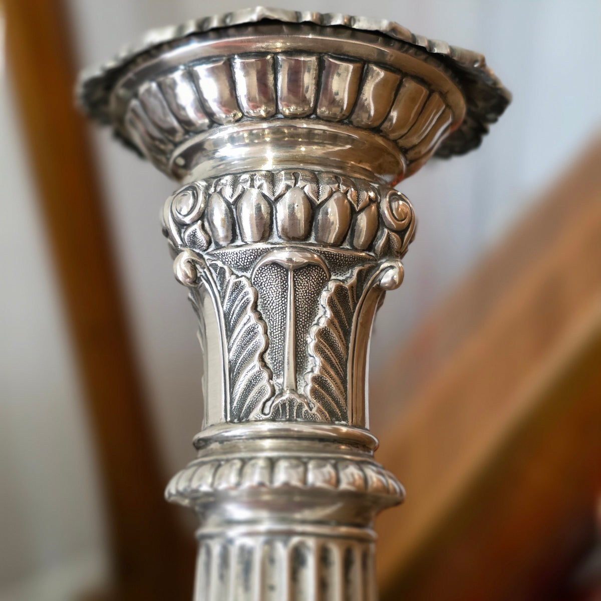 Rare Set of 4 X Fine German Silver Candlesticks 'Conrad Eduard Mappe' C1830 30cm