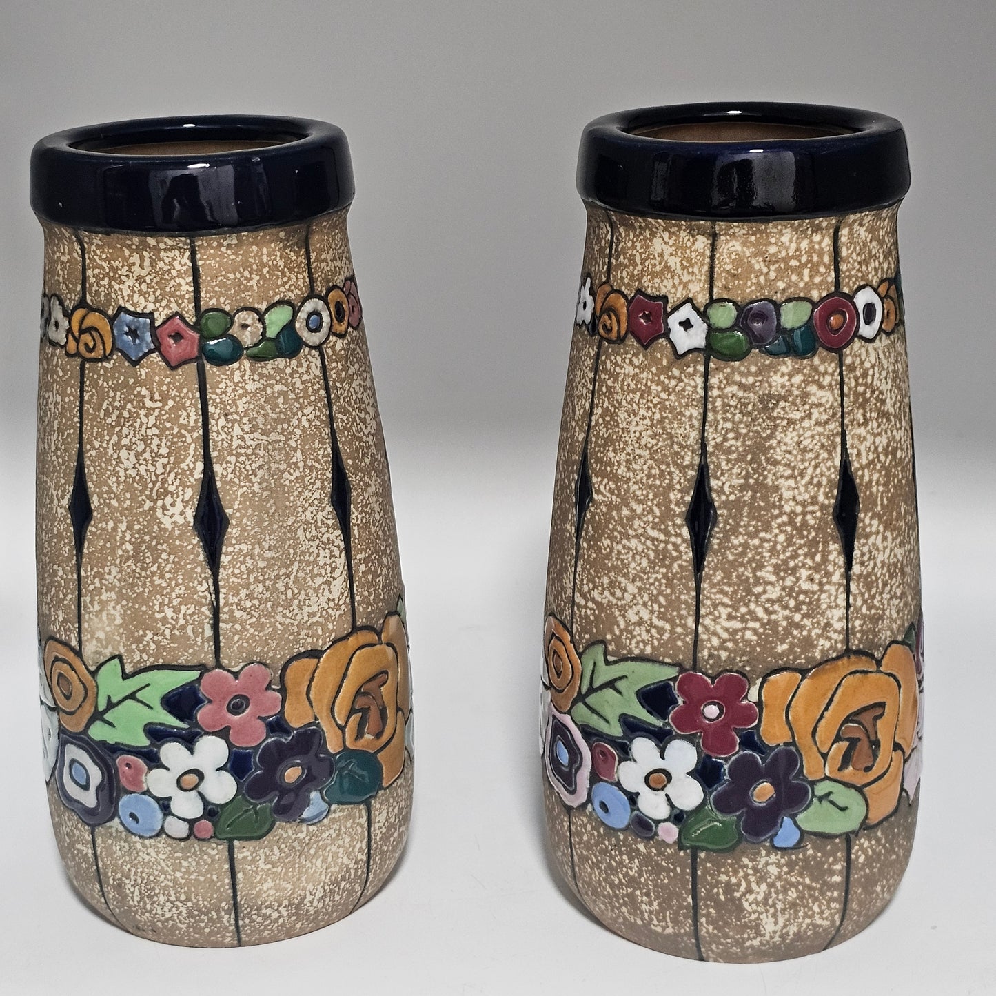 Large Pair of Austrian Amphora Vases 24.5cm c1900