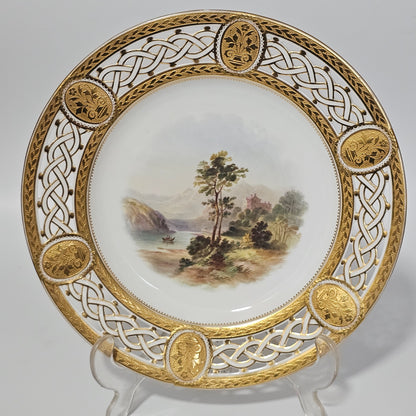 Stunning Minton Reticulated Hand-Painted Porcelain Plate C1870 (Lord Milton)