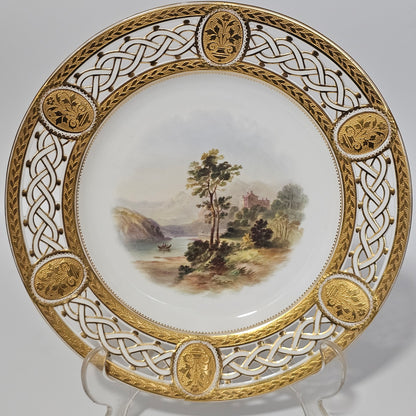 Stunning Minton Reticulated Hand-Painted Porcelain Plate C1870 (Lord Milton)