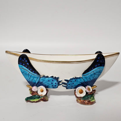 Unusual George Jones Majolica for Minton Butterfly Dish 19.5cm