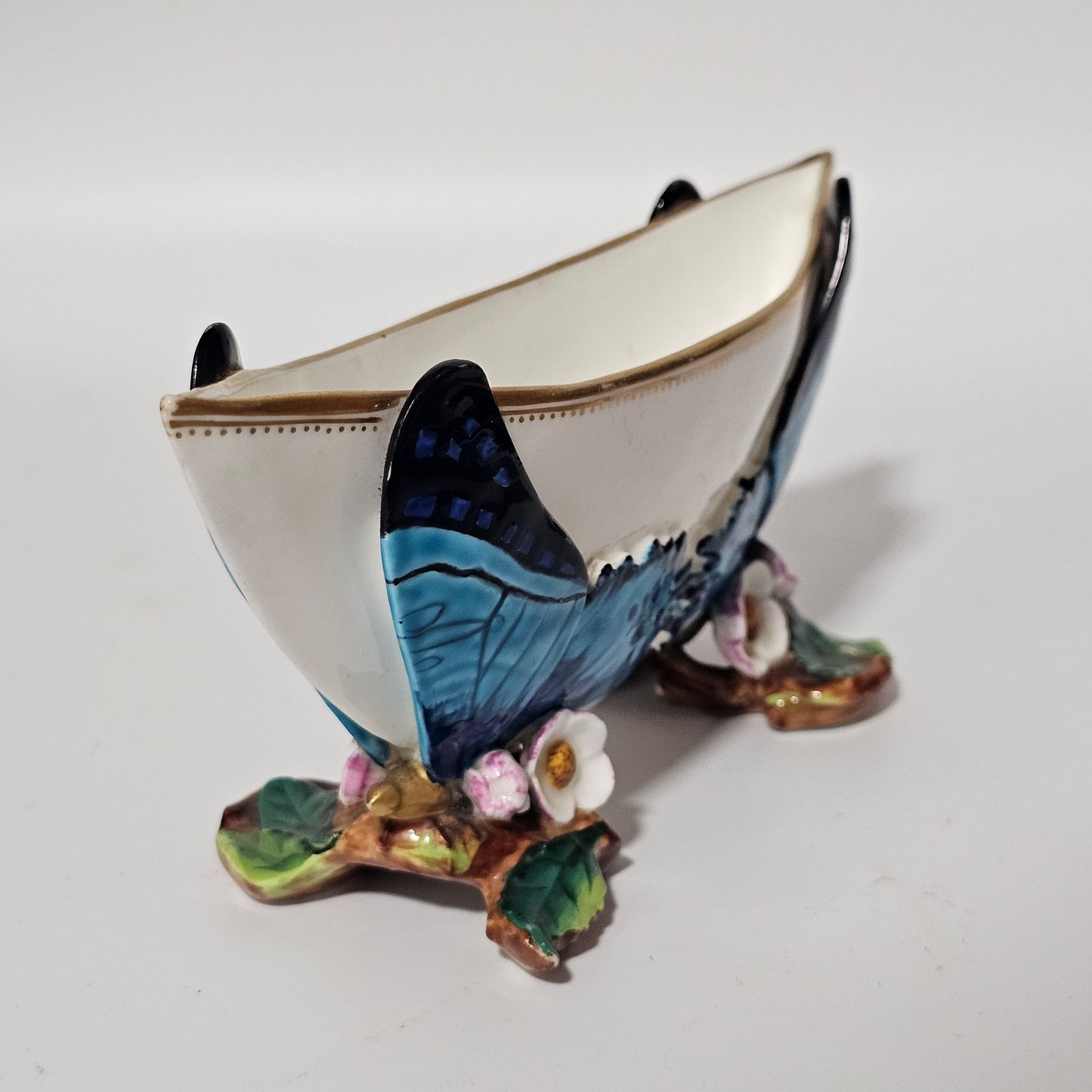 Unusual George Jones Majolica for Minton Butterfly Dish 19.5cm