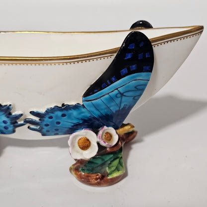 Unusual George Jones Majolica for Minton Butterfly Dish 19.5cm